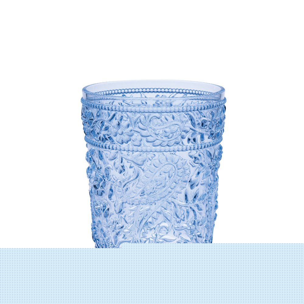 Set of Four Blue Paisley Acrylic Stemless Whiskey Glasses HomeRoots