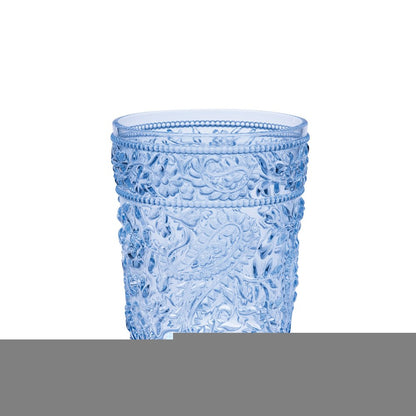 Set of Four Blue Paisley Acrylic Stemless Whiskey Glasses HomeRoots