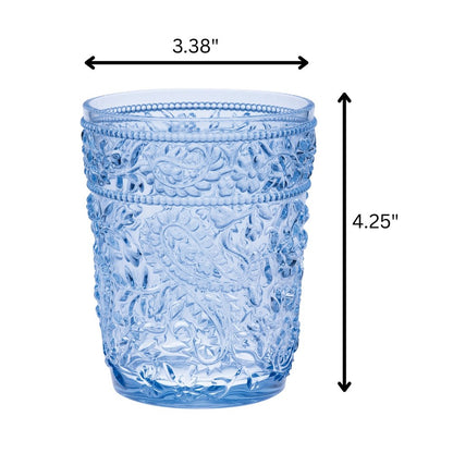 Set of Four Blue Paisley Acrylic Stemless Whiskey Glasses HomeRoots