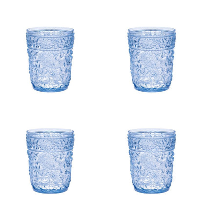 Set of Four Clear Paisley Acrylic Stemless Whiskey Glass HomeRoots