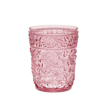Set of Four Pink Paisley Acrylic Stemless Whiskey Glasses HomeRoots