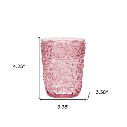 Set of Four Pink Paisley Acrylic Stemless Whiskey Glasses HomeRoots