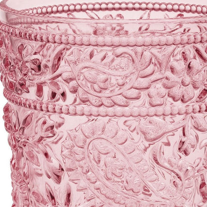 Set of Four Pink Paisley Acrylic Stemless Whiskey Glasses HomeRoots