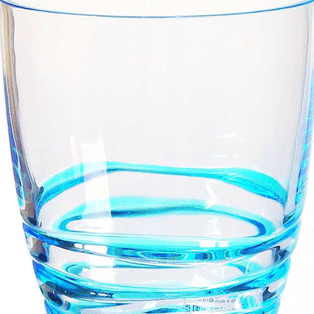 Set of Four Clear and Blue Acrylic Stemless Whiskey Glasses — view 5