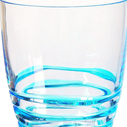 Set of Four Clear and Blue Acrylic Stemless Whiskey Glasses HomeRoots
