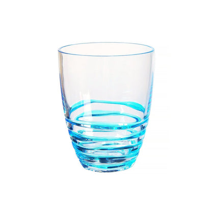 Set of Four Clear and Blue Acrylic Stemless Whiskey Glasses HomeRoots