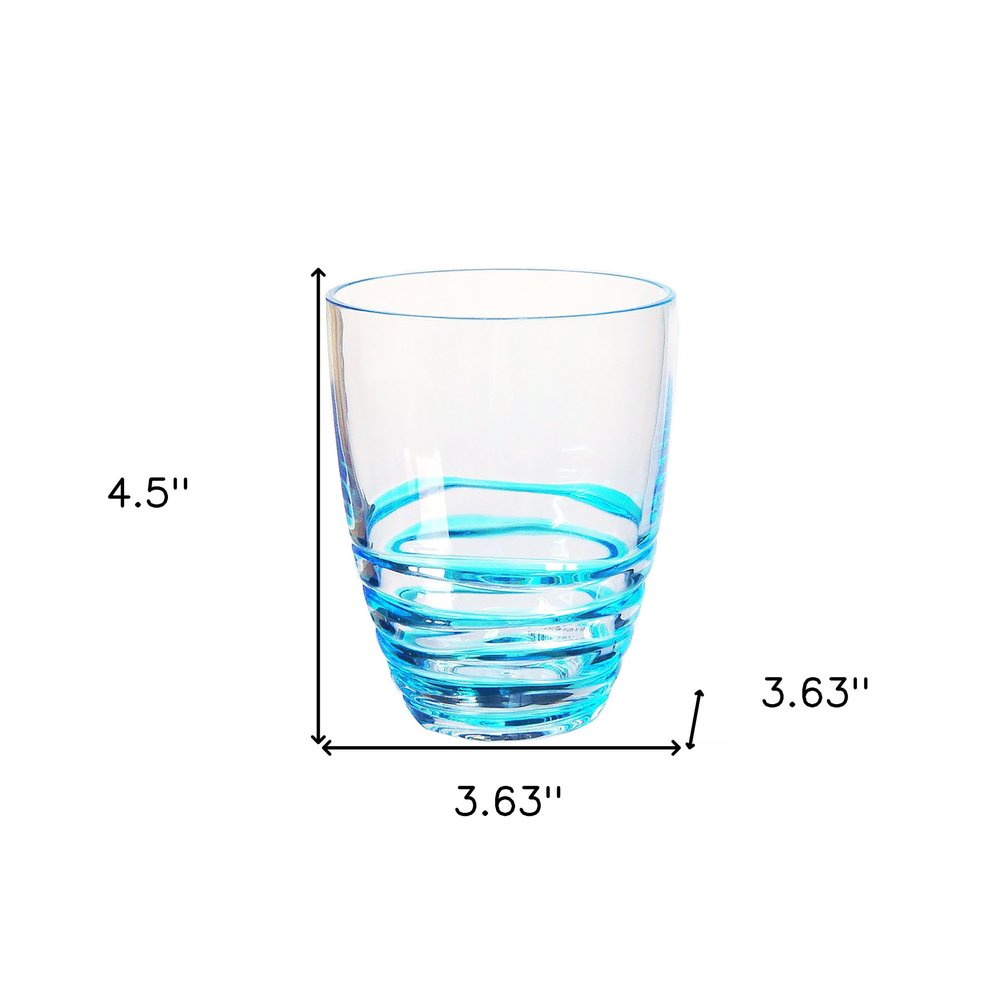 Set of Four Clear and Blue Acrylic Stemless Whiskey Glasses HomeRoots