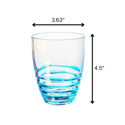 Set of Four Clear and Blue Acrylic Stemless Whiskey Glasses HomeRoots