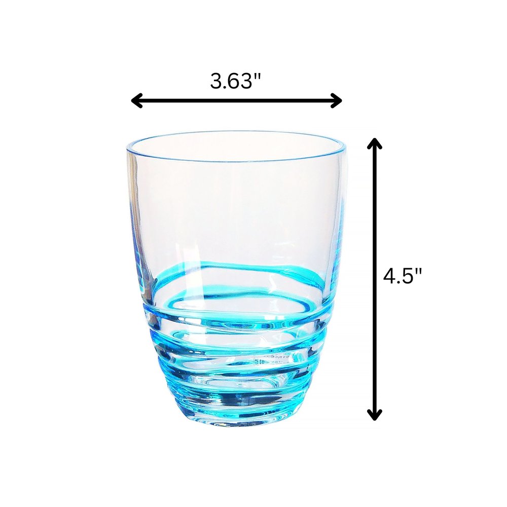 Set of Four Clear and Blue Acrylic Stemless Whiskey Glasses HomeRoots