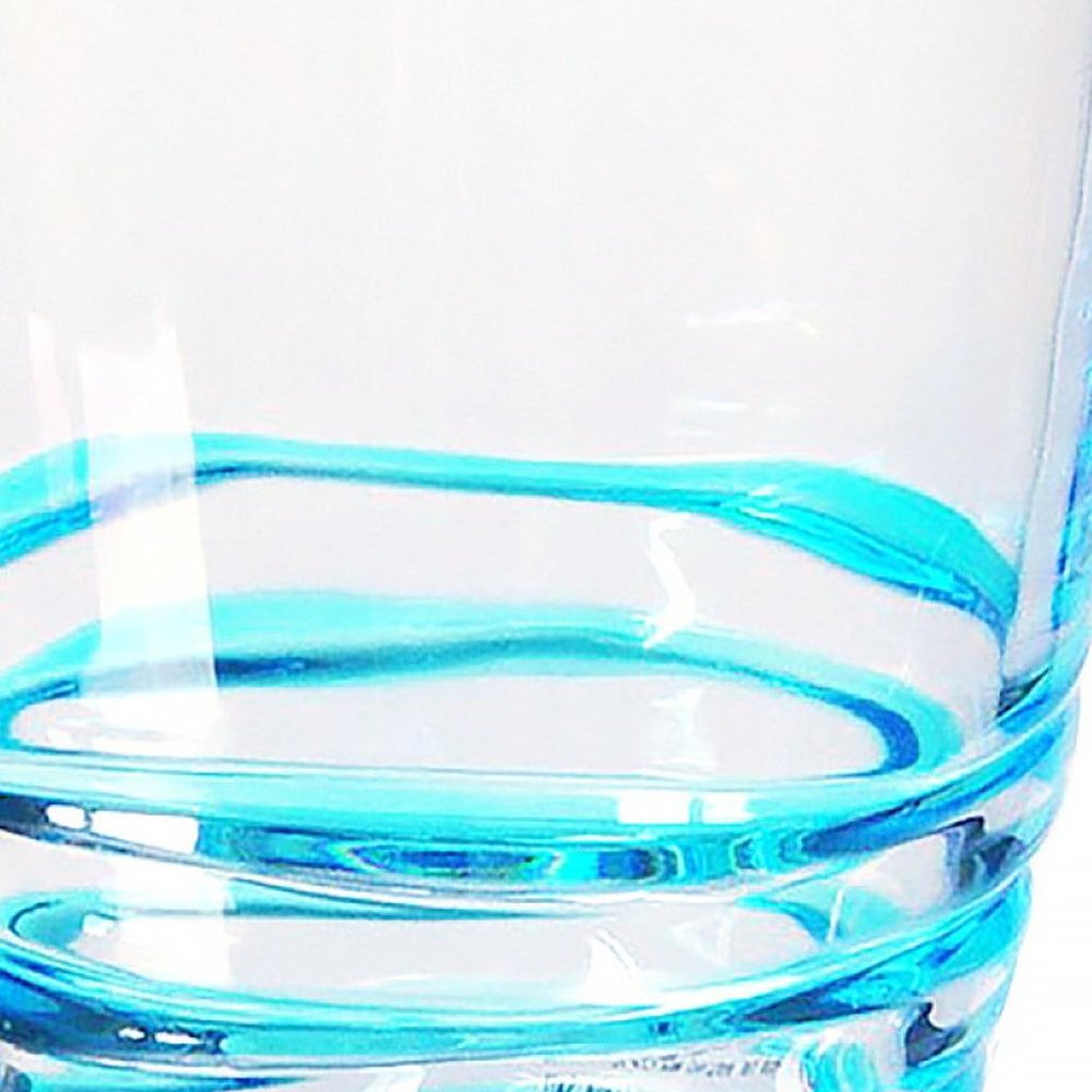 Set of Four Clear and Blue Acrylic Stemless Whiskey Glasses HomeRoots