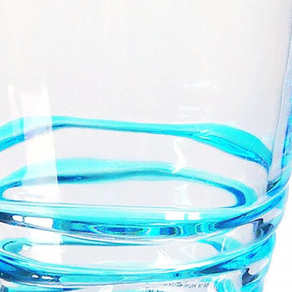 Set of Four Clear and Blue Acrylic Stemless Whiskey Glasses HomeRoots