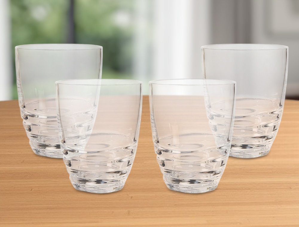 Set of Four Clear Acrylic Stemless Whiskey Glass HomeRoots