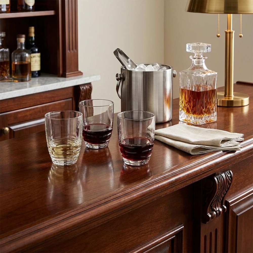 Set of Four Clear Acrylic Stemless Whiskey Glass HomeRoots
