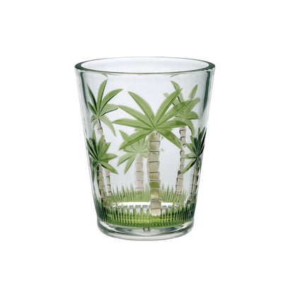 Set of Four Green Floral Acrylic Stemless Whiskey Glass HomeRoots