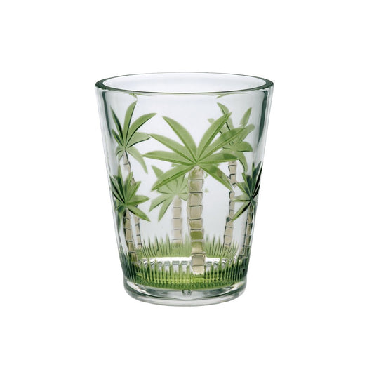 Set of Four Green Floral Acrylic Stemless Whiskey Glass HomeRoots