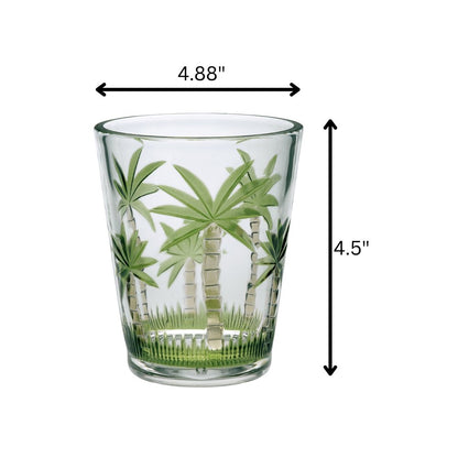 Set of Four Green Floral Acrylic Stemless Whiskey Glass HomeRoots
