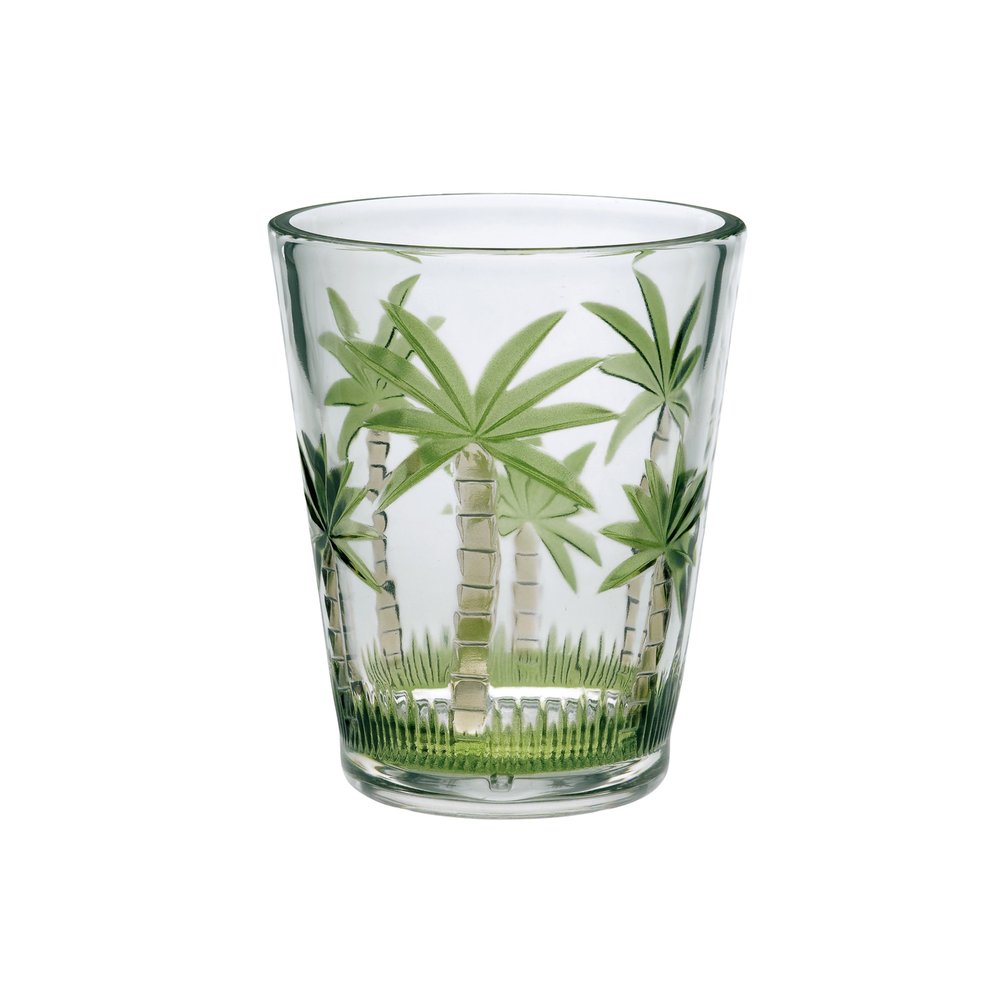 Set of Four Green Floral Acrylic Stemless Whiskey Glass HomeRoots