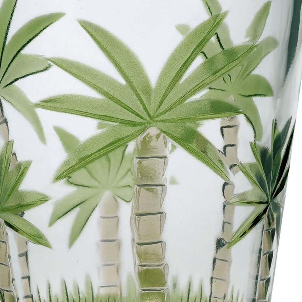 Set of Four Green Floral Acrylic Stemless Whiskey Glass HomeRoots