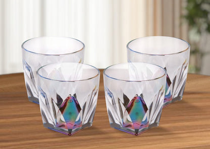 Set of Four Rainbow Geometric Acrylic Stemless Whiskey Glass HomeRoots