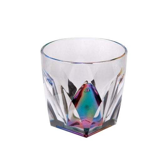 Set of Four Rainbow Geometric Acrylic Stemless Whiskey Glass HomeRoots