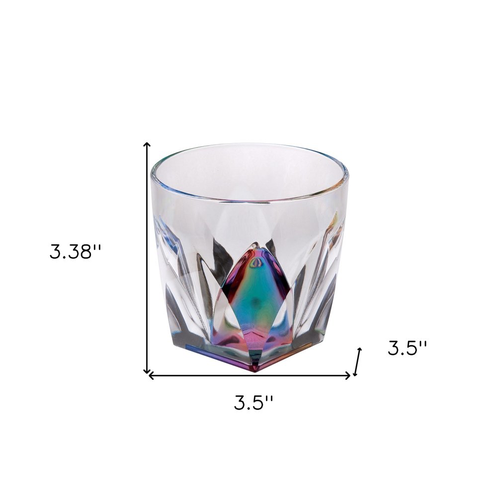 Set of Four Rainbow Geometric Acrylic Stemless Whiskey Glass HomeRoots