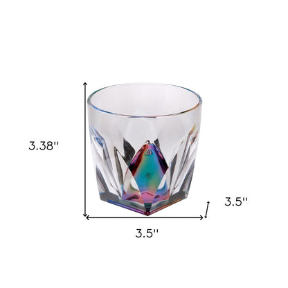 Set of Four Rainbow Geometric Acrylic Stemless Whiskey Glass HomeRoots