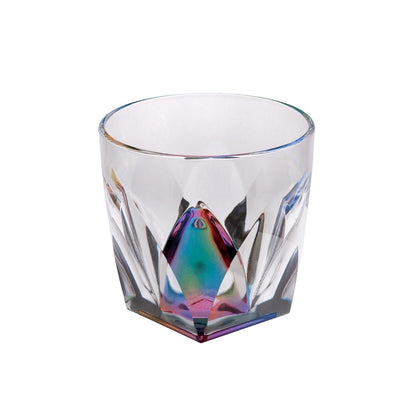 Set of Four Rainbow Geometric Acrylic Stemless Whiskey Glass HomeRoots