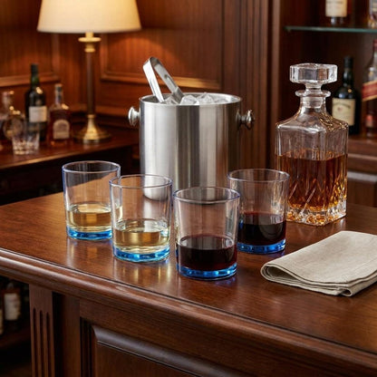 Set of Four Blue Acrylic Stemless Whiskey Glass HomeRoots