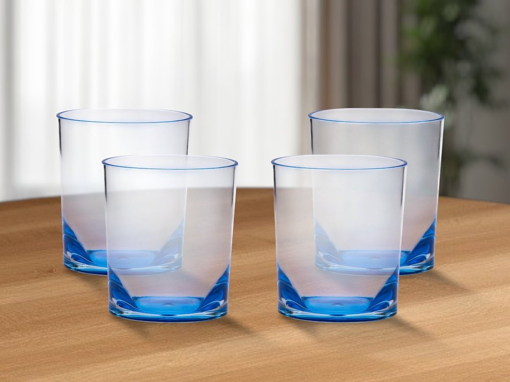 Set of Four Rainbow Geometric Acrylic Stemless Whiskey Glass HomeRoots