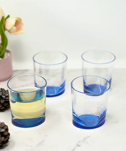 Set of Four Blue Acrylic Stemless Whiskey Glass HomeRoots