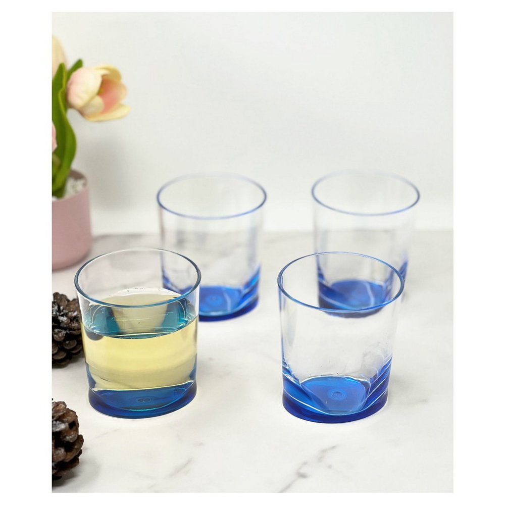 Set of Four Rainbow Geometric Acrylic Stemless Whiskey Glass HomeRoots
