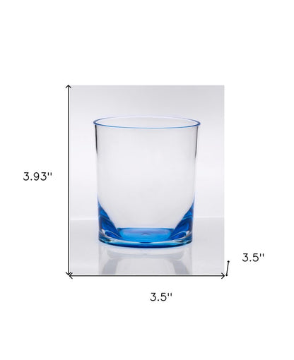 Set of Four Blue Acrylic Stemless Whiskey Glass HomeRoots