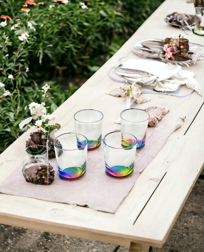 Set of Four Rainbow Geometric Acrylic Stemless Whiskey Glass