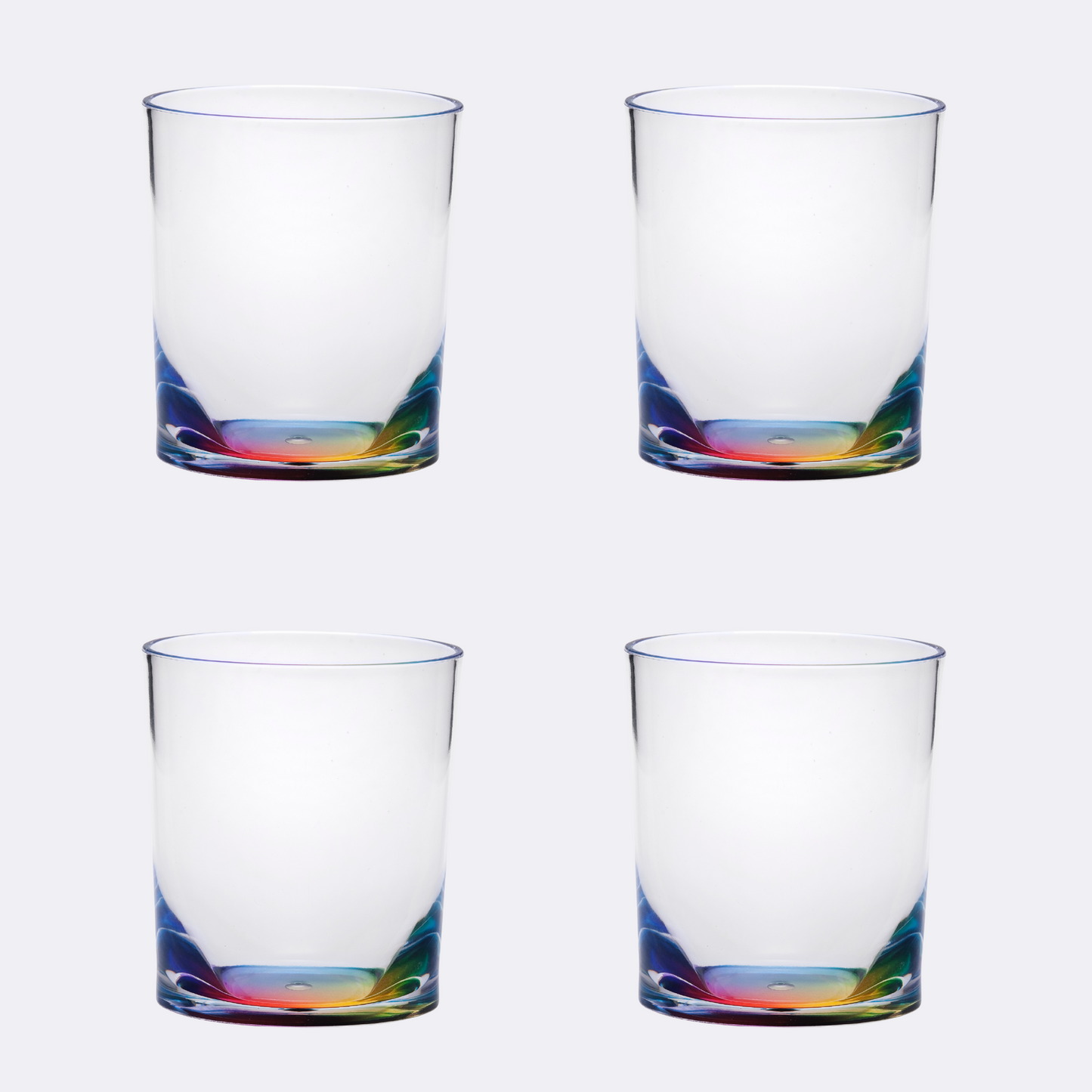 Set of Four Rainbow Geometric Acrylic Stemless Whiskey Glass