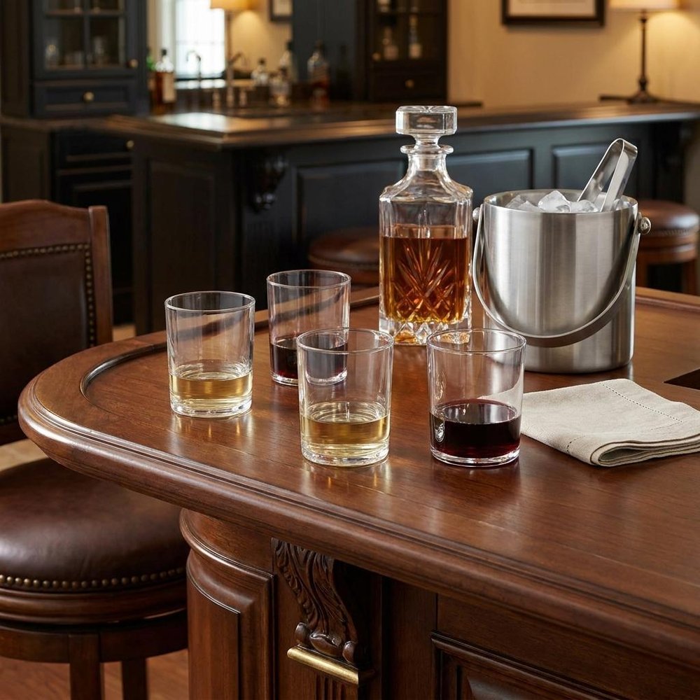 Set of Four Clear Acrylic Stemless Whiskey Glass HomeRoots