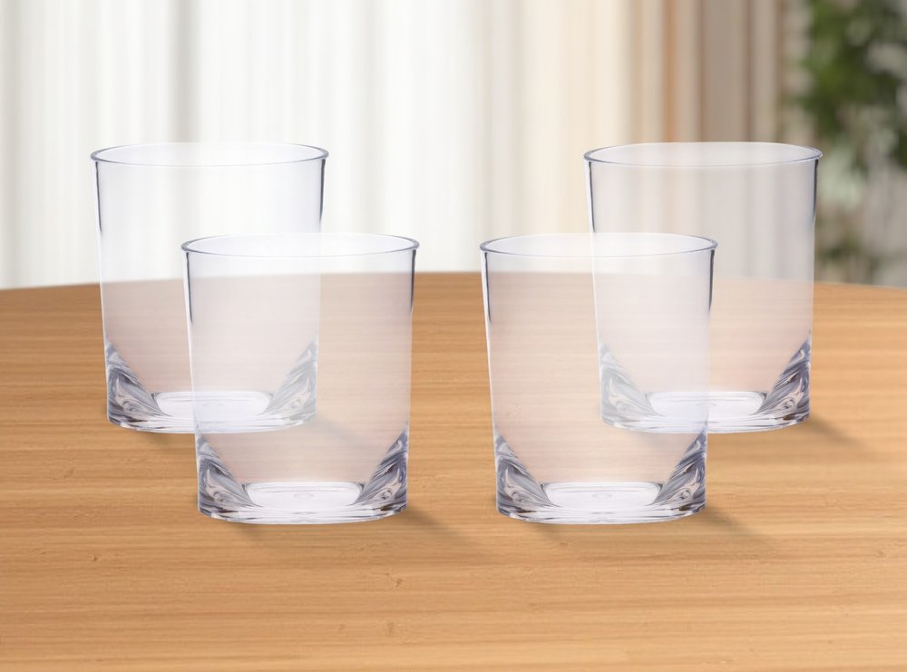 Set of Four Clear Acrylic Stemless Whiskey Glass HomeRoots