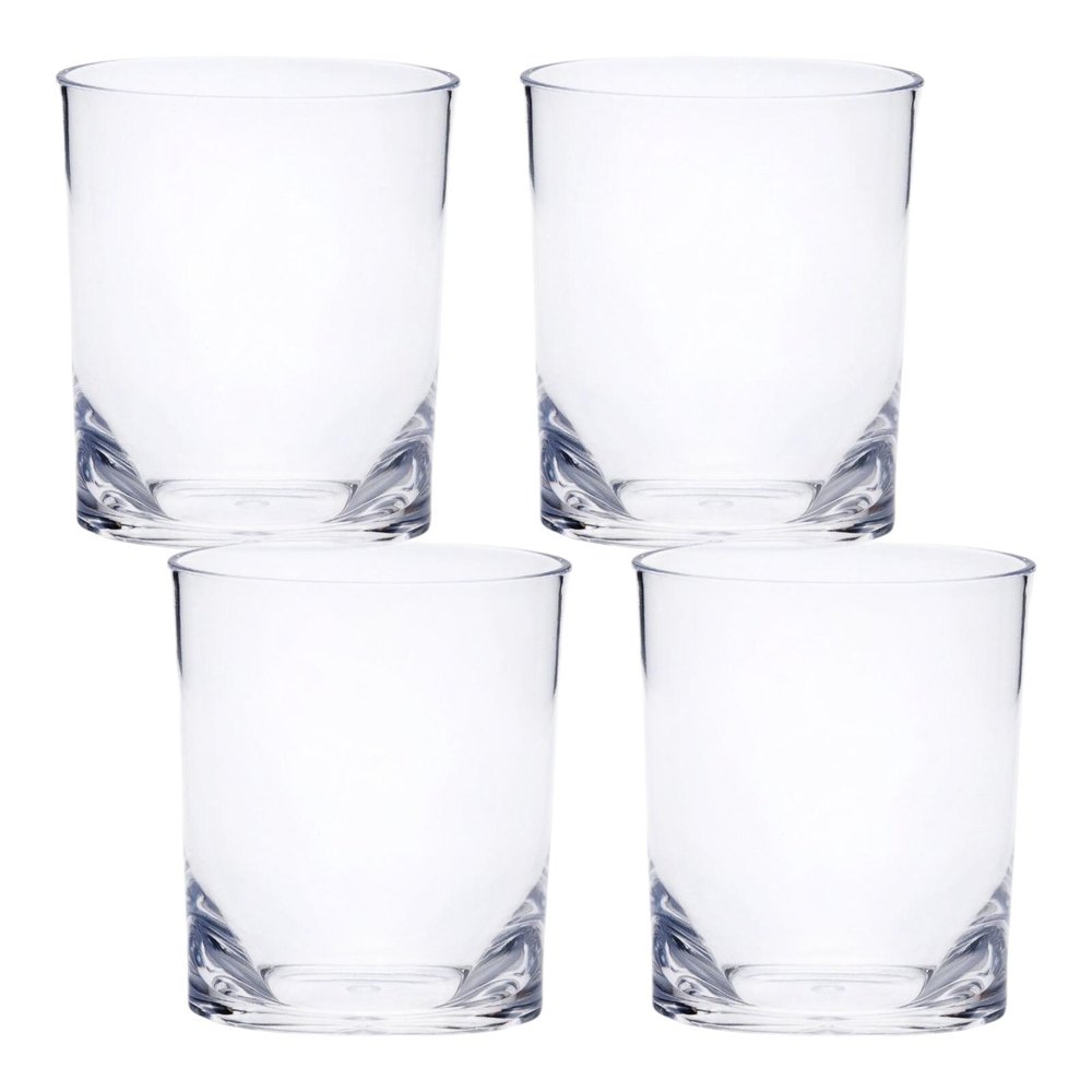 Set of Four Clear Tritan Plastic Stemless Whiskey Glass HomeRoots