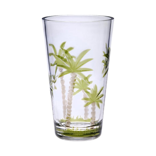 Set of Four Clear and Green Palm Tree Acrylic Highball Glasses HomeRoots
