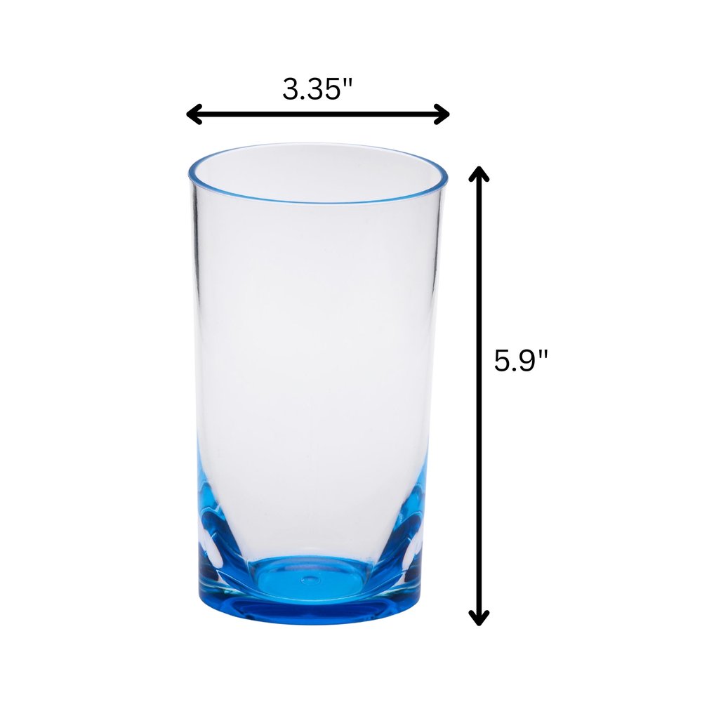 Set of Four Clear and Blue Acrylic Highball Glasses HomeRoots