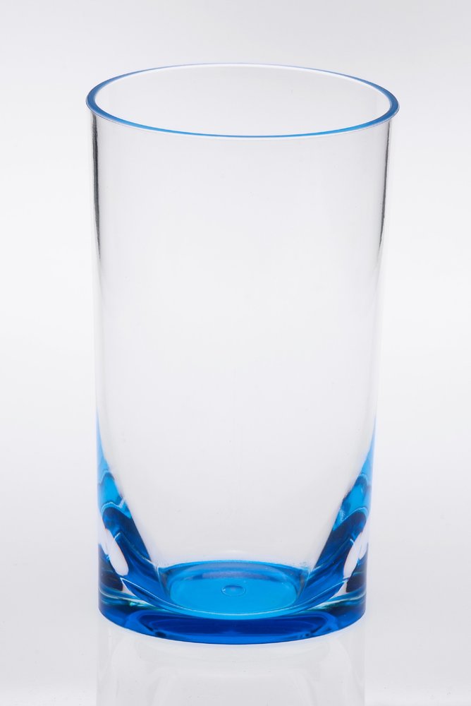 Set of Four Clear and Blue Acrylic Highball Glasses HomeRoots