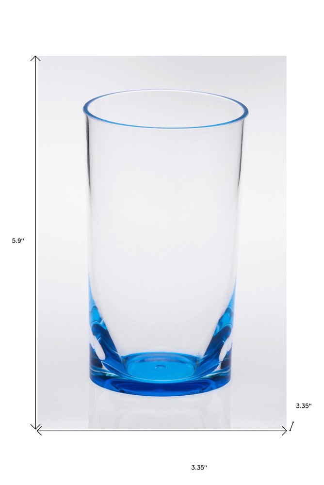 Set of Four Clear and Blue Acrylic Highball Glasses HomeRoots