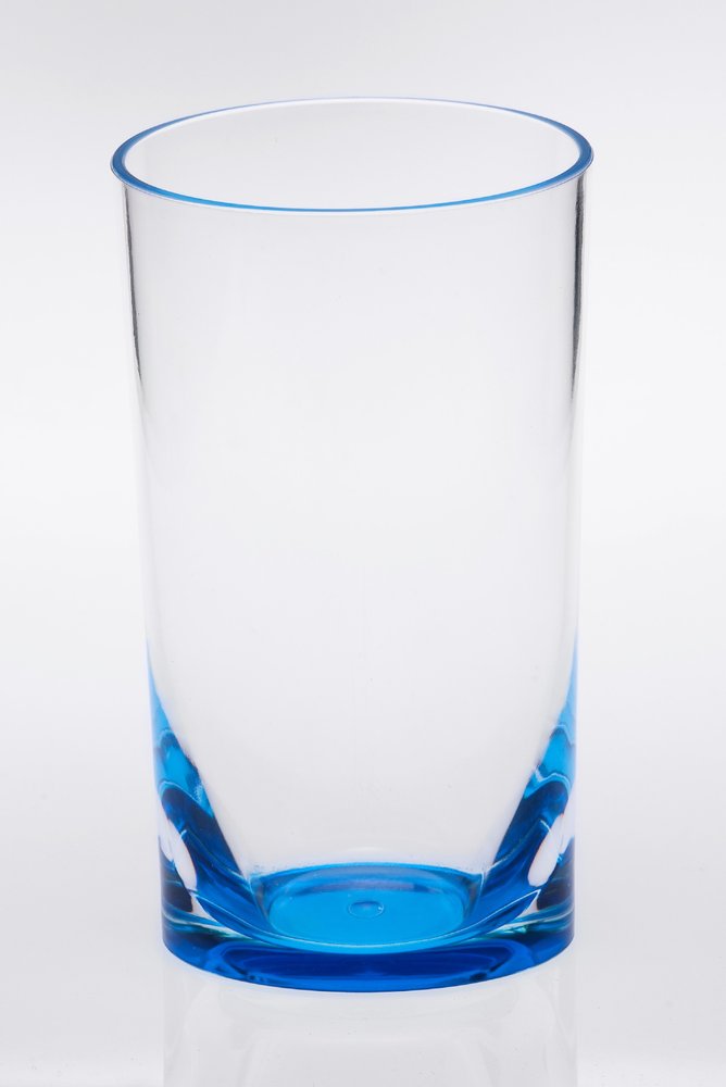 Set of Four Clear and Blue Acrylic Highball Glasses HomeRoots