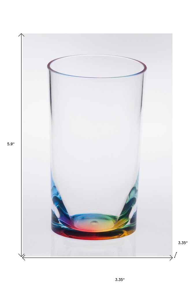 Set of Four Clear and Blue Acrylic Highball Glasses HomeRoots