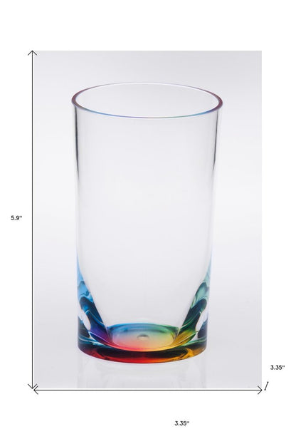 Set of Four Clear and Blue Acrylic Highball Glasses HomeRoots