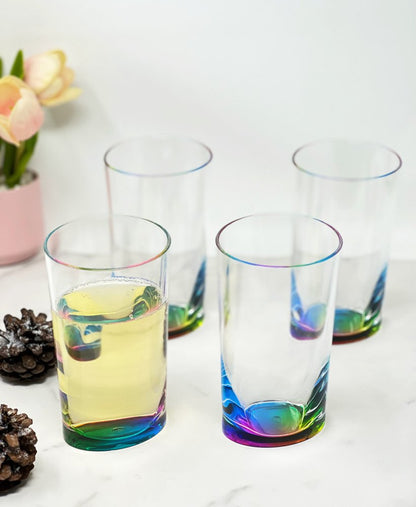 Set of Four Clear and Blue Acrylic Highball Glasses HomeRoots