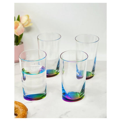 Set of Four Clear And Blue Acrylic Stemless Highball Glass HomeRoots