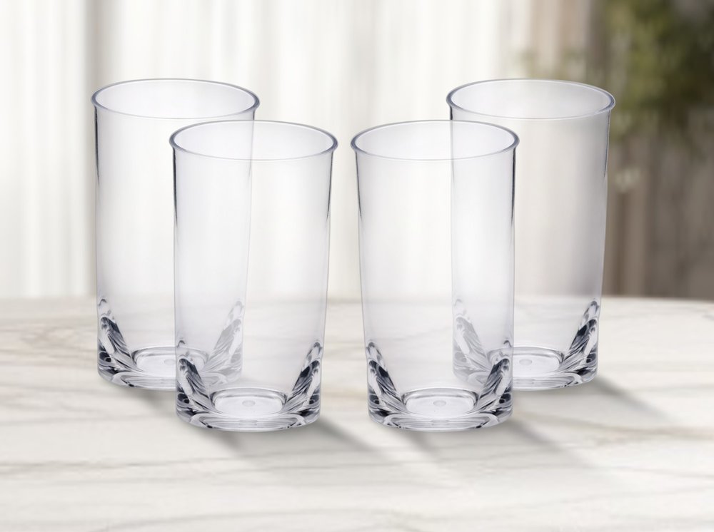 Set of Four Clear Acrylic Stemless Highball Glass HomeRoots