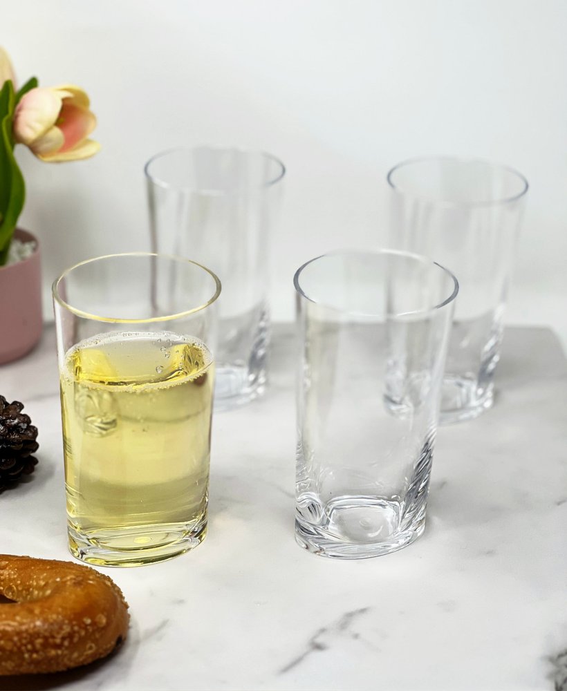 Set of Four Clear Tritan Plastic Stemless Highball Glass HomeRoots