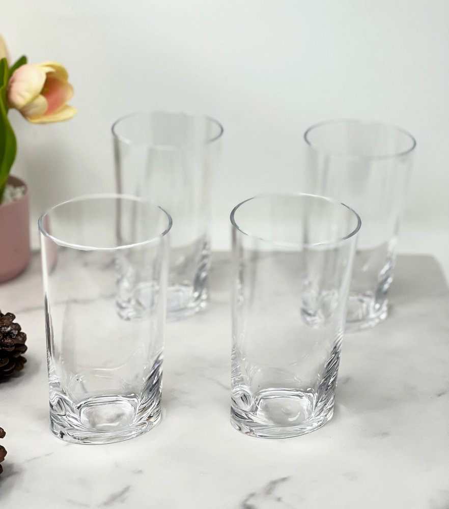 Set of Four Clear Tritan Plastic Stemless Highball Glass HomeRoots