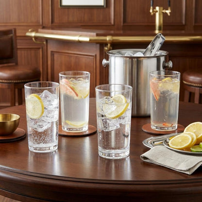 Set of Four Clear Tritan Plastic Stemless Highball Glass HomeRoots
